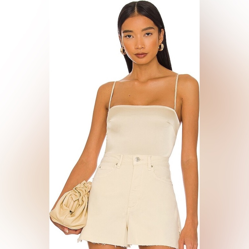 WeWoreWhat Strappy Stretch Charmeuse Bodysuit in white